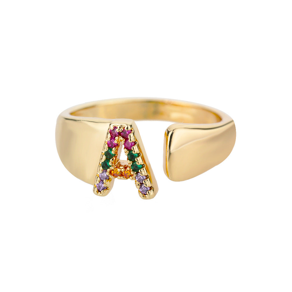 Hex Star – Zirkon Initial Ring 18K Gold