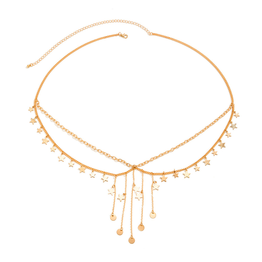Metall Stern Schmetterling Taillenkette – Perlen & Quasten Body Chain