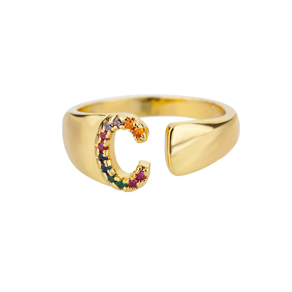 Hex Star – Zirkon Initial Ring 18K Gold
