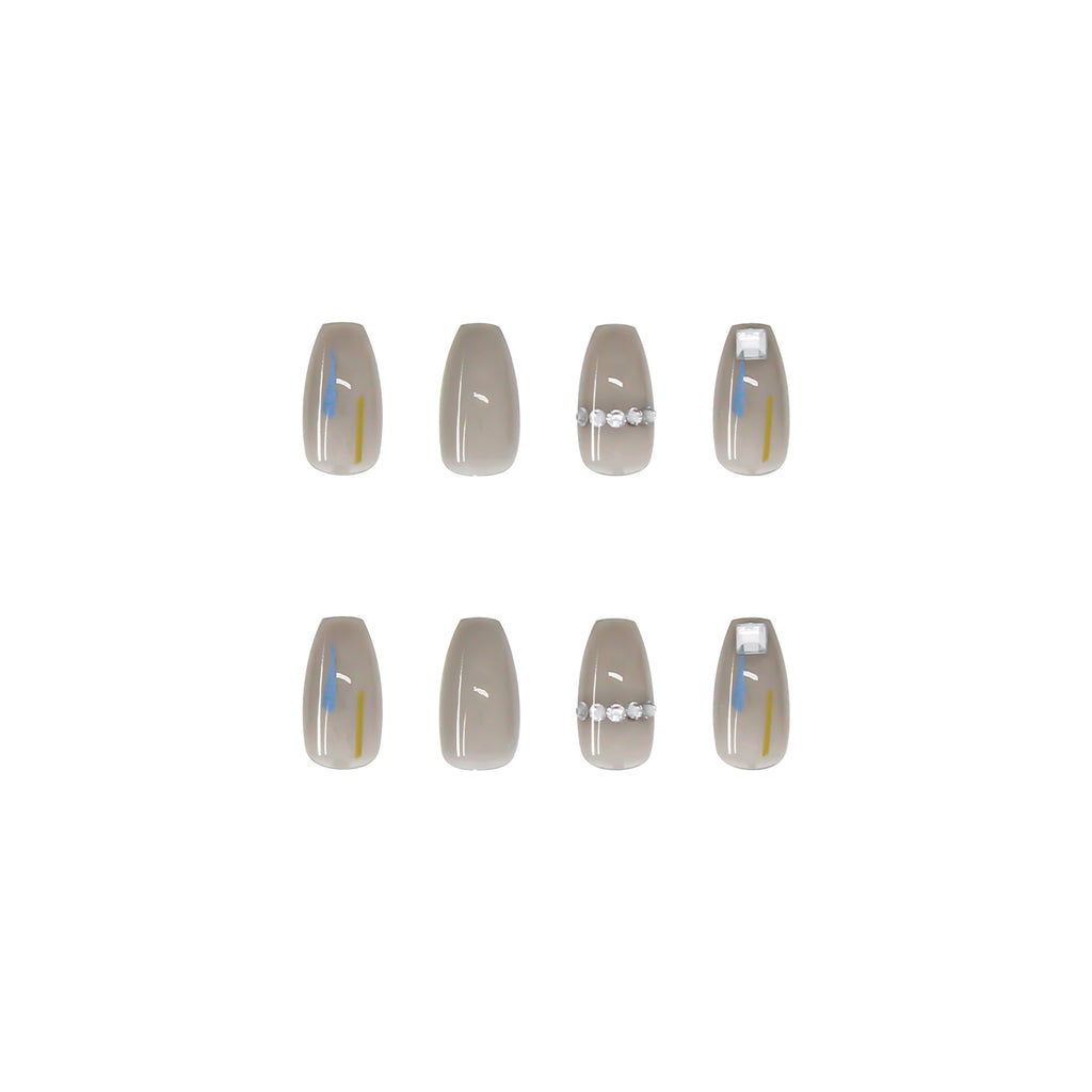 Transparente Grau Nails Damen – Eckige Künstliche Nägel High-End