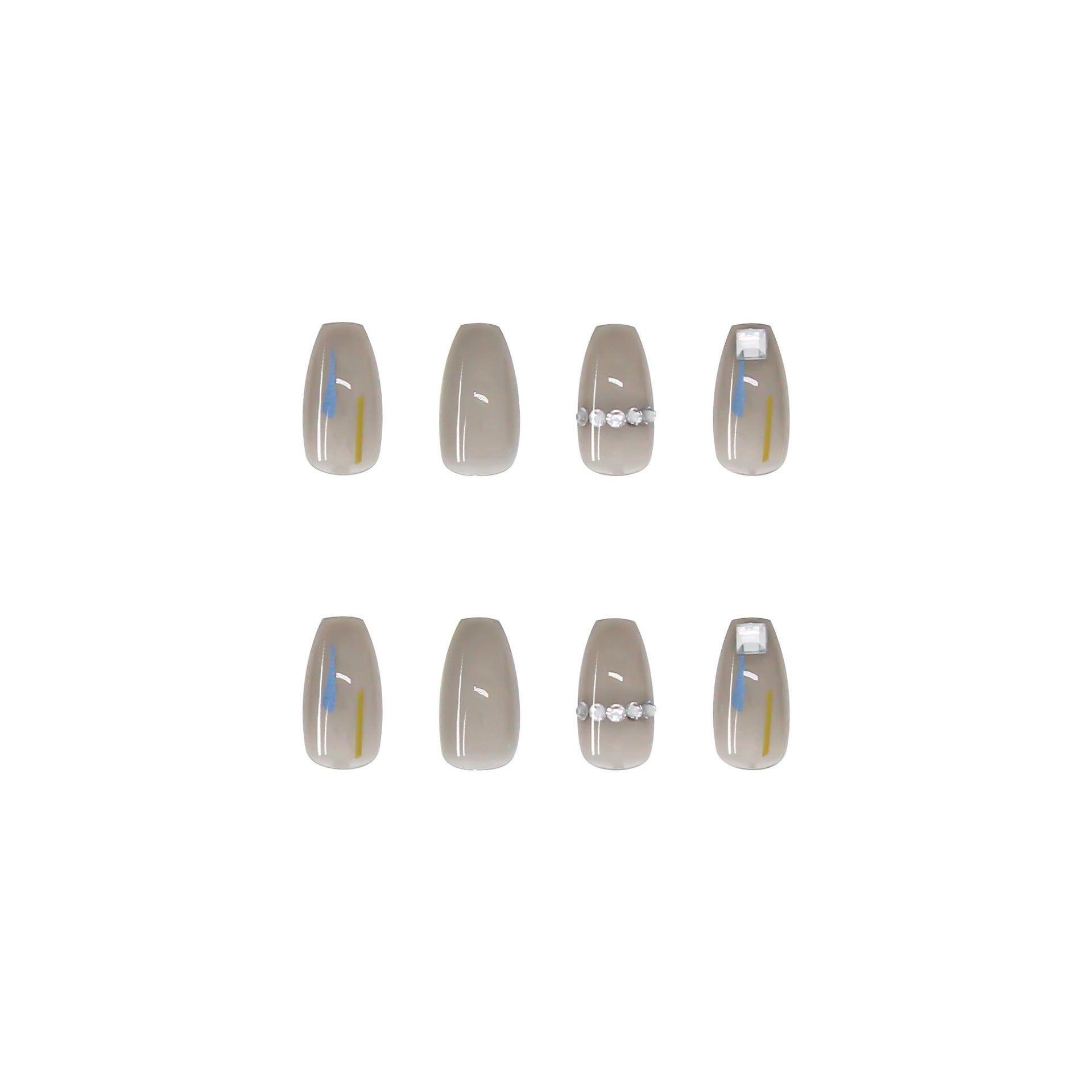 Transparente Grau Nails Damen – Eckige Künstliche Nägel High-End