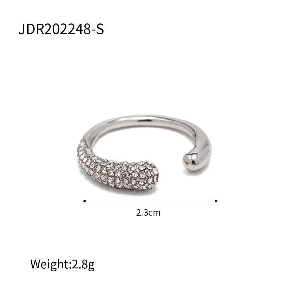 Diamond Arc – Offener Zirkon Ring Edelstahl