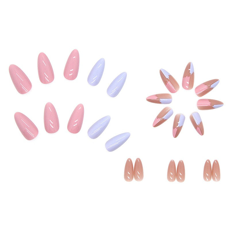 Press-On Nails Tropfenform Colorblock – Kontrastreich
