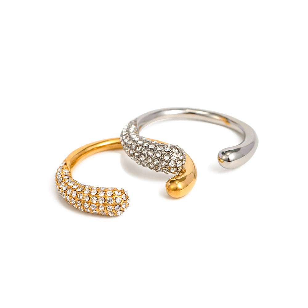 Diamond Arc – Offener Zirkon Ring Edelstahl