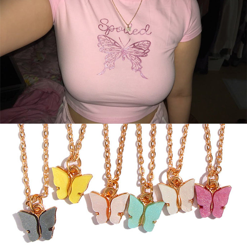 Schmetterling Halskette Damen – Süße Acryl Kette Schmuck